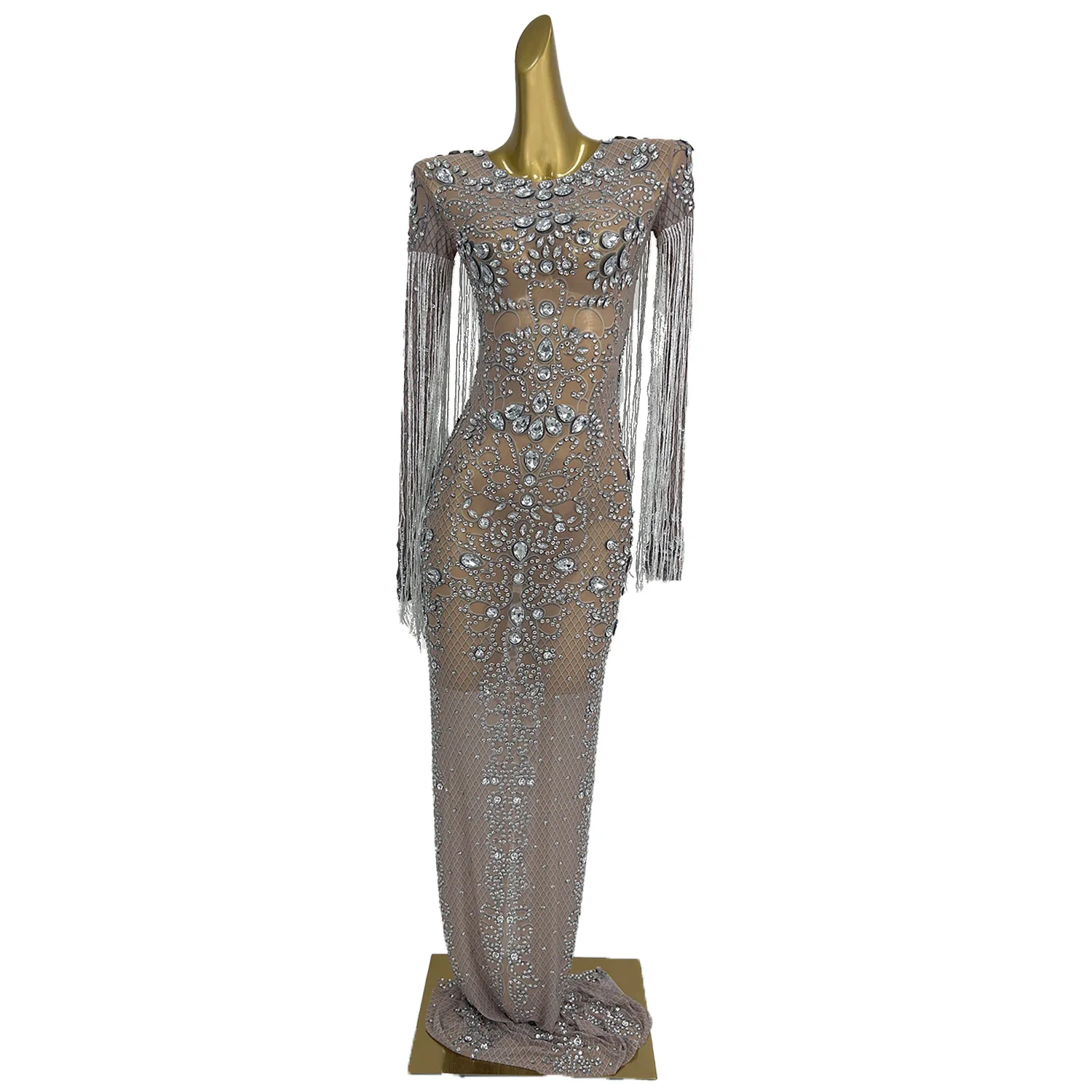 Sparkly Rhinestones Fringes Maxi Dress for Sexy Women Birthday Wedding Prom Evening Dress Club Luxury Dinners Dress Stage Wear
Sparkly Rhinestones Fringes Maxi Dress for Sexy Women Birthday Wedding Prom Evening Dress Club Luxury Dinners Dress Stage Wear