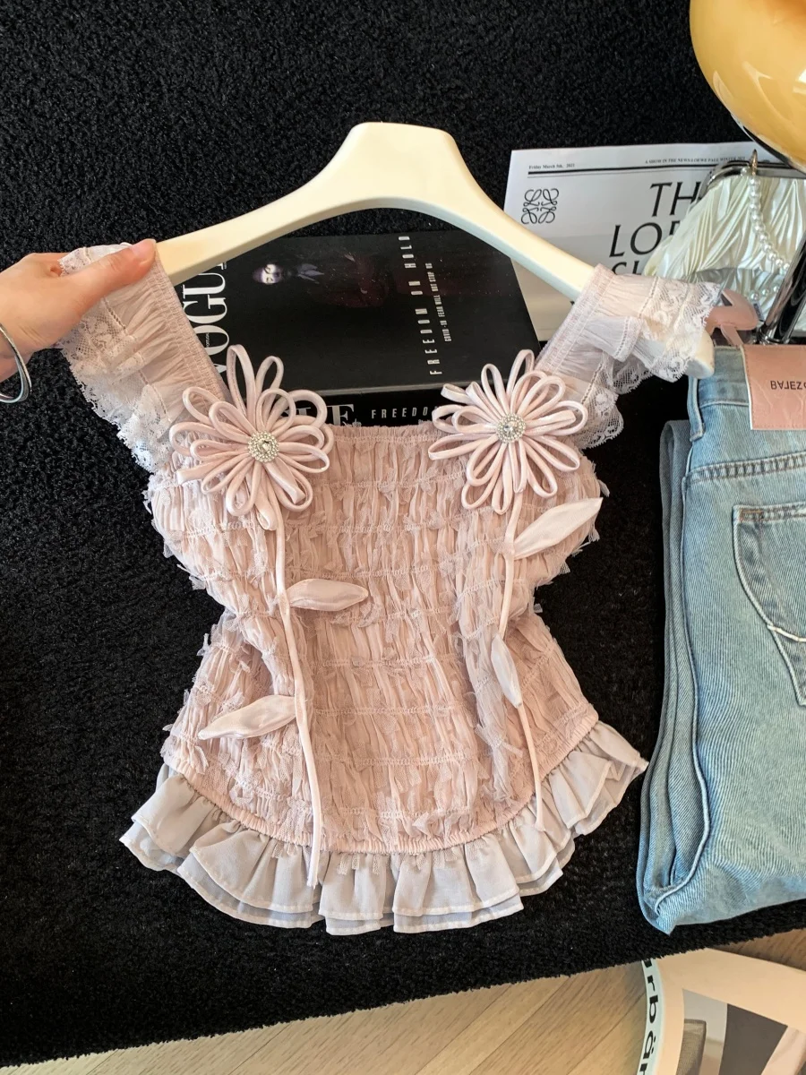 Pink Three-Dimensional Flower Lace Cap-Sleeve Short-Neck Summer New Style Women's Fashionable And Beautiful Fly-Sleeve Square...
Pink Three-Dimensional Flower Lace Cap-Sleeve Short-Neck Summer New Style Women's Fashionable And Beautiful Fly-Sleeve Square...
