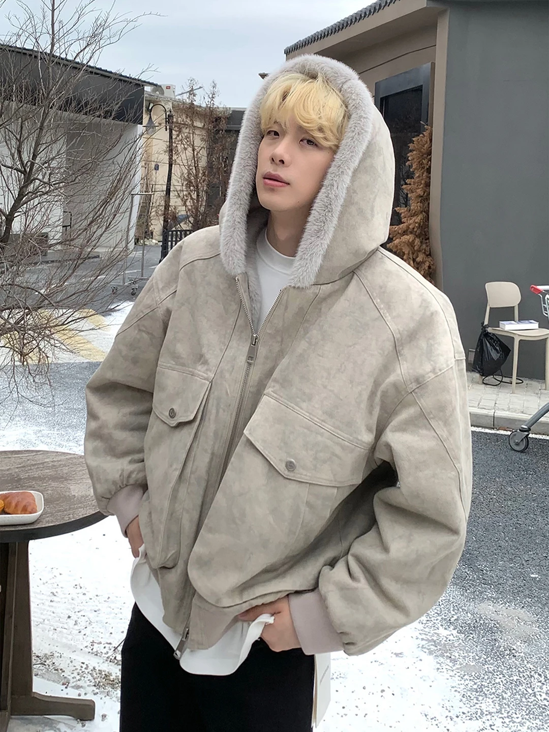 Marble Patterned Thiened Winter Cotton Jaet for Men with Fur Collar Hooded Warmth Insulation Youth Casual Long Sve Zipper
Marble Patterned Thiened Winter Cotton Jaet for Men with Fur Collar Hooded Warmth Insulation Youth Casual Long Sve Zipper