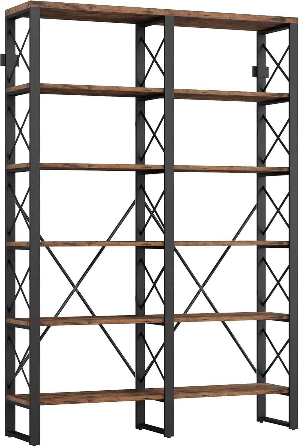 Bookshelf Double Wide 6-Tier 76" H, Open Large Bookcase, Industrial Style Shelves, Wood and Metal Bookshelves for Home
Bookshelf Double Wide 6-Tier 76" H, Open Large Bookcase, Industrial Style Shelves, Wood and Metal Bookshelves for Home