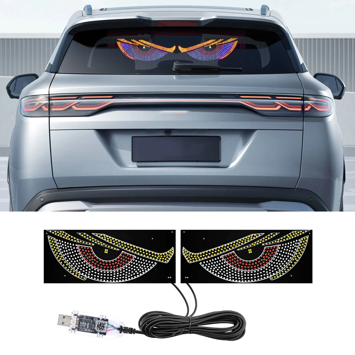12 В/24 В USB светодиодный дисплей для автомобиля, грузовика, декоративный светильник с анимированными мигающими глазами демона, переднее и заднее лобовое стекло, динамический свет
12 В/24 В USB светодиодный дисплей для автомобиля, грузовика, декоративный светильник с анимированными мигающими глазами демона, переднее и заднее лобовое стекло, динамический свет