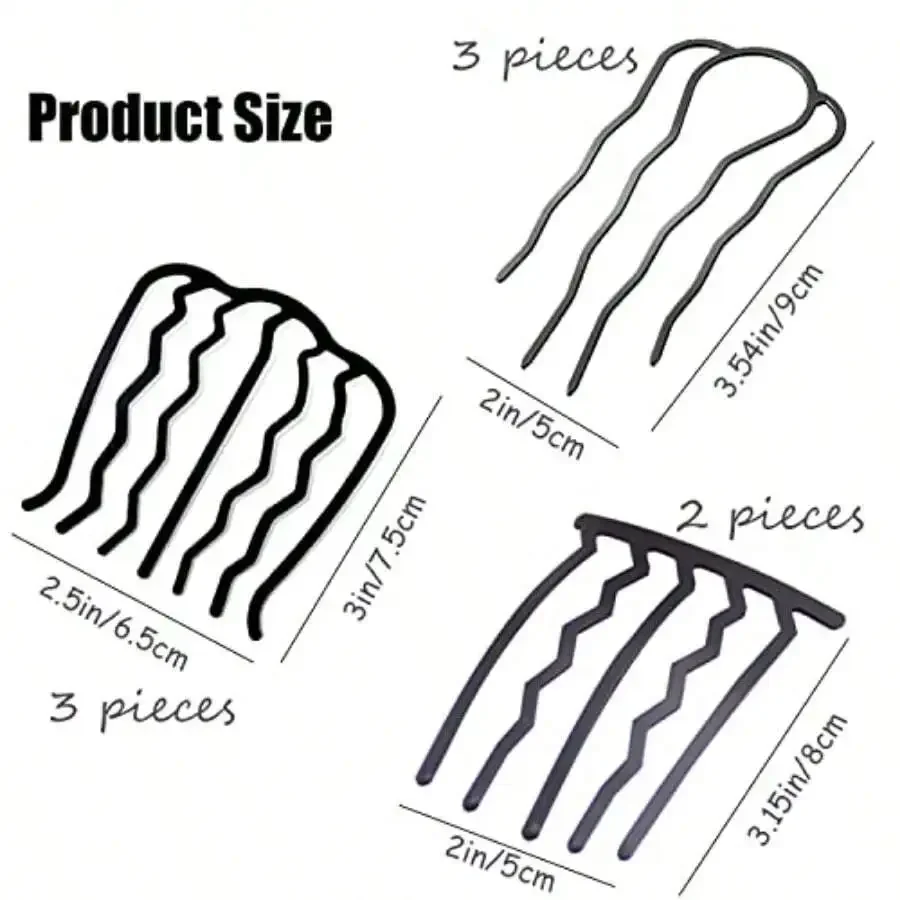 8 Pieces Black Metal Hair Side Combs U-Shaped Hairpins For Women Bun Updo Styling Accessories
8 Pieces Black Metal Hair Side Combs U-Shaped Hairpins For Women Bun Updo Styling Accessories