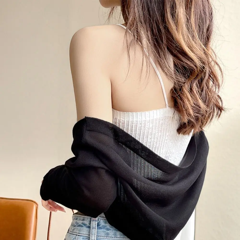 Outdoor Summer Sun Protection Knitted Cardigan Loose Short See-through Blouses Breathable Solid Color Long Sleeve Shirt Women
Outdoor Summer Sun Protection Knitted Cardigan Loose Short See-through Blouses Breathable Solid Color Long Sleeve Shirt Women