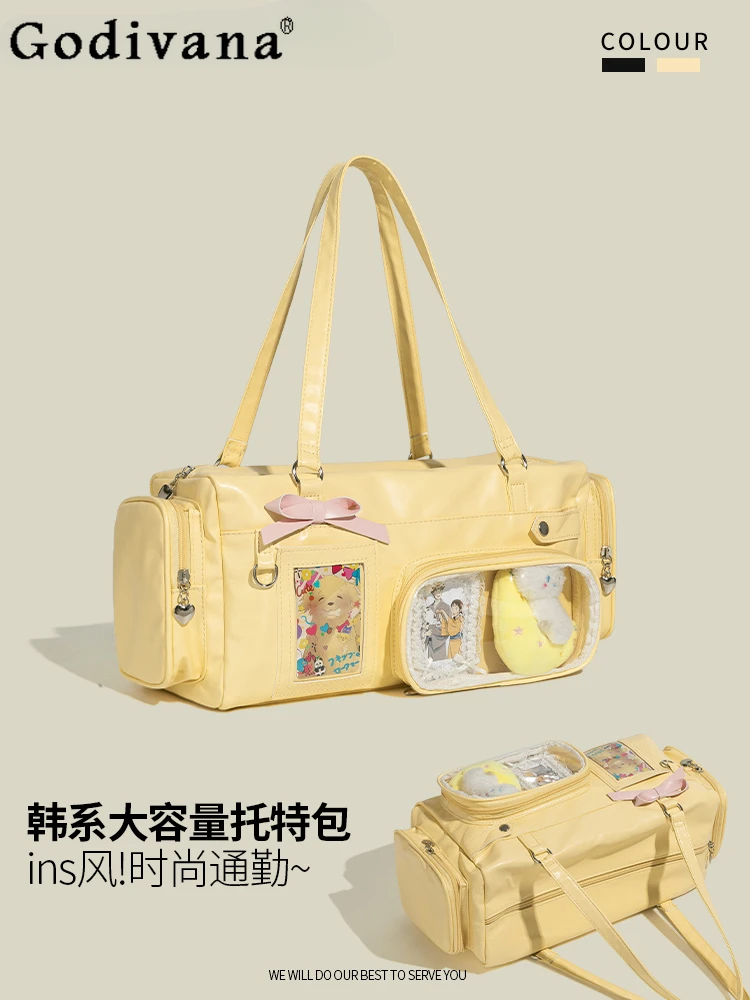 Original Korean Ins Style Premium Bow Cute Transparent Pain Bag Large Capacity Versatile Commuter Lightweight Tote Shoulder Bag
Original Korean Ins Style Premium Bow Cute Transparent Pain Bag Large Capacity Versatile Commuter Lightweight Tote Shoulder Bag