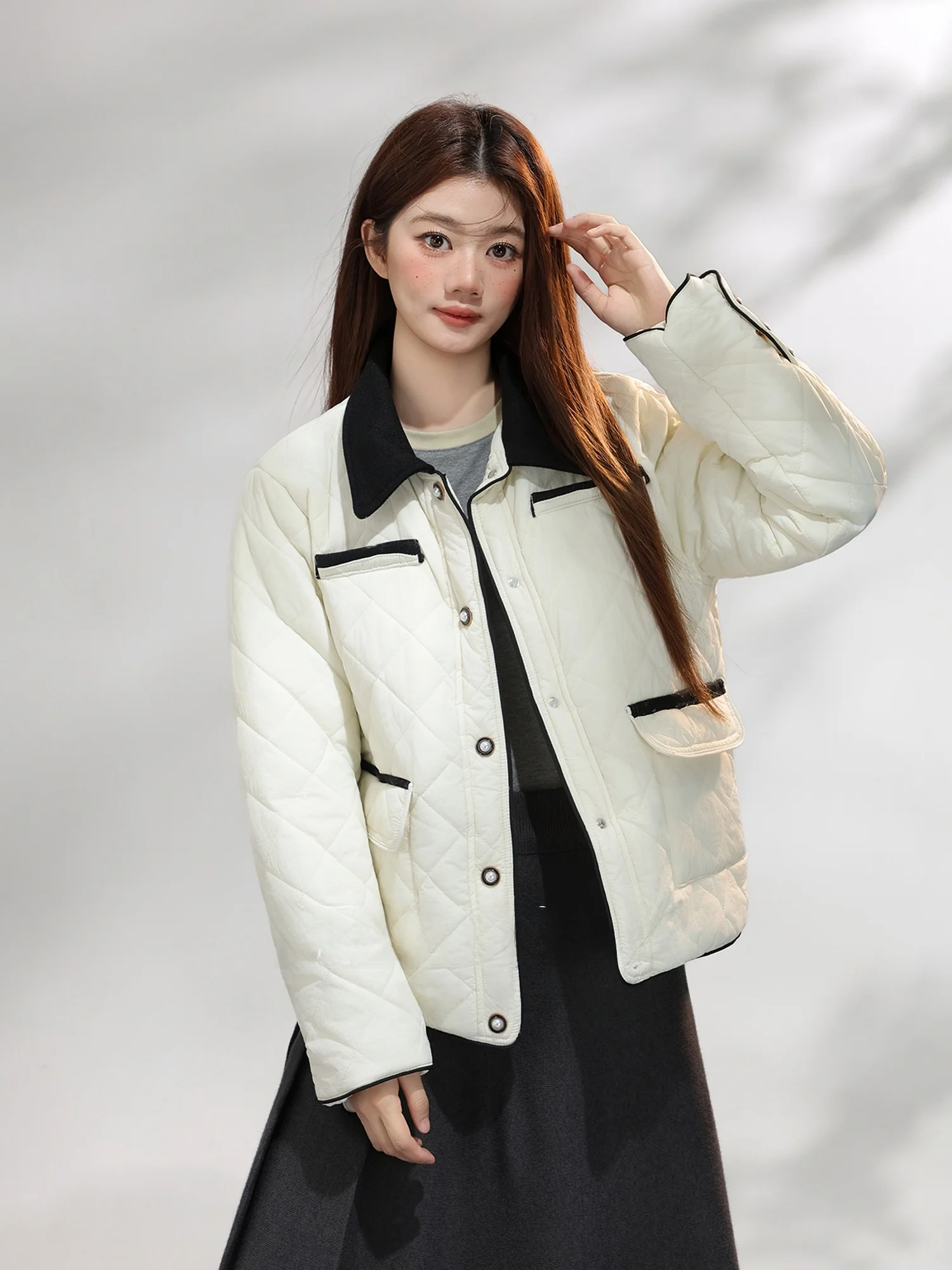 Retro Cotton Jaet Women's Loose Fit Collar Winter Warm Outerwear Diamond Patterned Faionable Commute Sle Long Sve
Retro Cotton Jaet Women's Loose Fit Collar Winter Warm Outerwear Diamond Patterned Faionable Commute Sle Long Sve