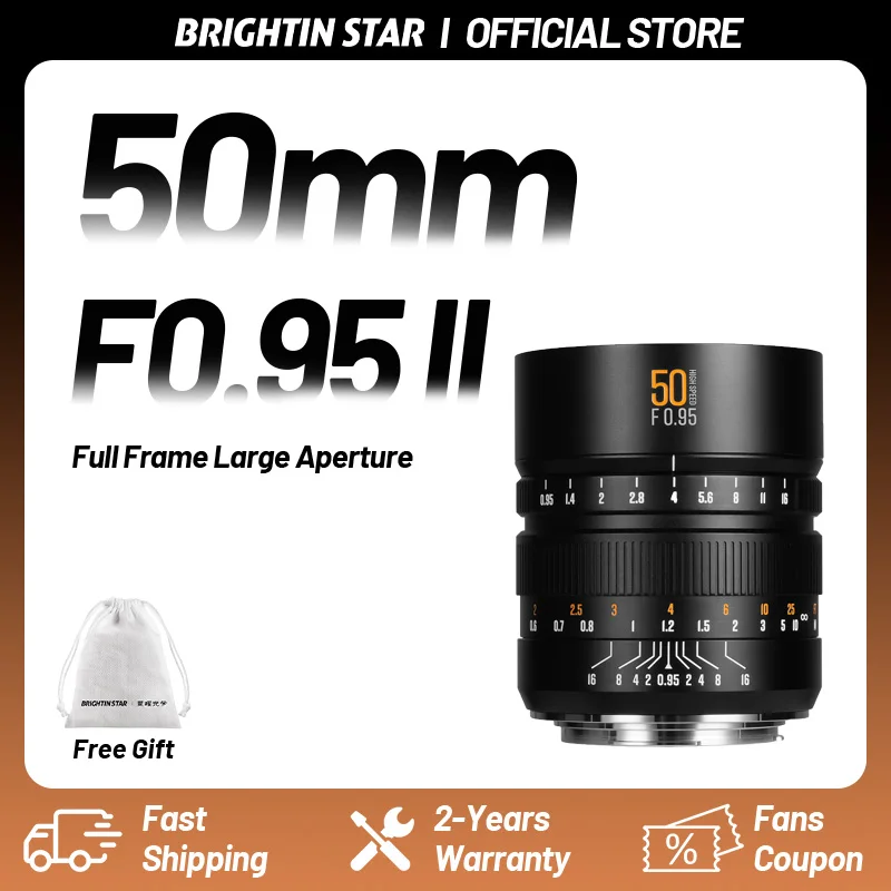 Brightin Star 50mm F0.95 II Full Frame Ultra Large Aperture Manual Focus Portrait Lens for Sony E Nikon Z Canon EOS R RF L Mount
Brightin Star 50mm F0.95 II Full Frame Ultra Large Aperture Manual Focus Portrait Lens for Sony E Nikon Z Canon EOS R RF L Mount