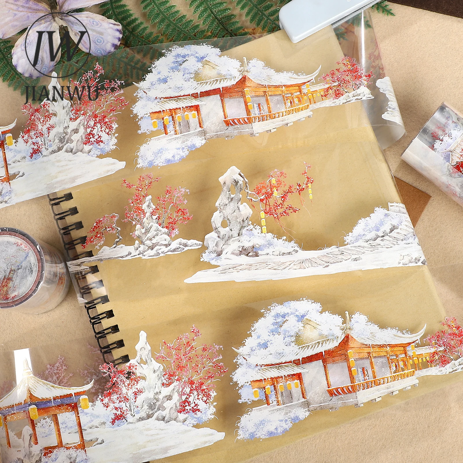 Лента ПЭТ JIANWU 70мм*5м, винтажная, с изображением снежного сакуры и павильона, для коллажей, скрапбукинга, творческих журналов, канцелярских товаров
Лента ПЭТ JIANWU 70мм*5м, винтажная, с изображением снежного сакуры и павильона, для коллажей, скрапбукинга, творческих журналов, канцелярских товаров