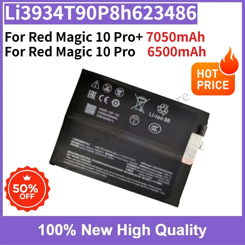 Fast Shipping Li3934T90P8h623486 6500mAh/7050mAh for Nubia Red Magic 10 Pro/ 10Pro Plus/ 10Pro+ NX789J Phone Battery
Fast Shipping Li3934T90P8h623486 6500mAh/7050mAh for Nubia Red Magic 10 Pro/ 10Pro Plus/ 10Pro+ NX789J Phone Battery