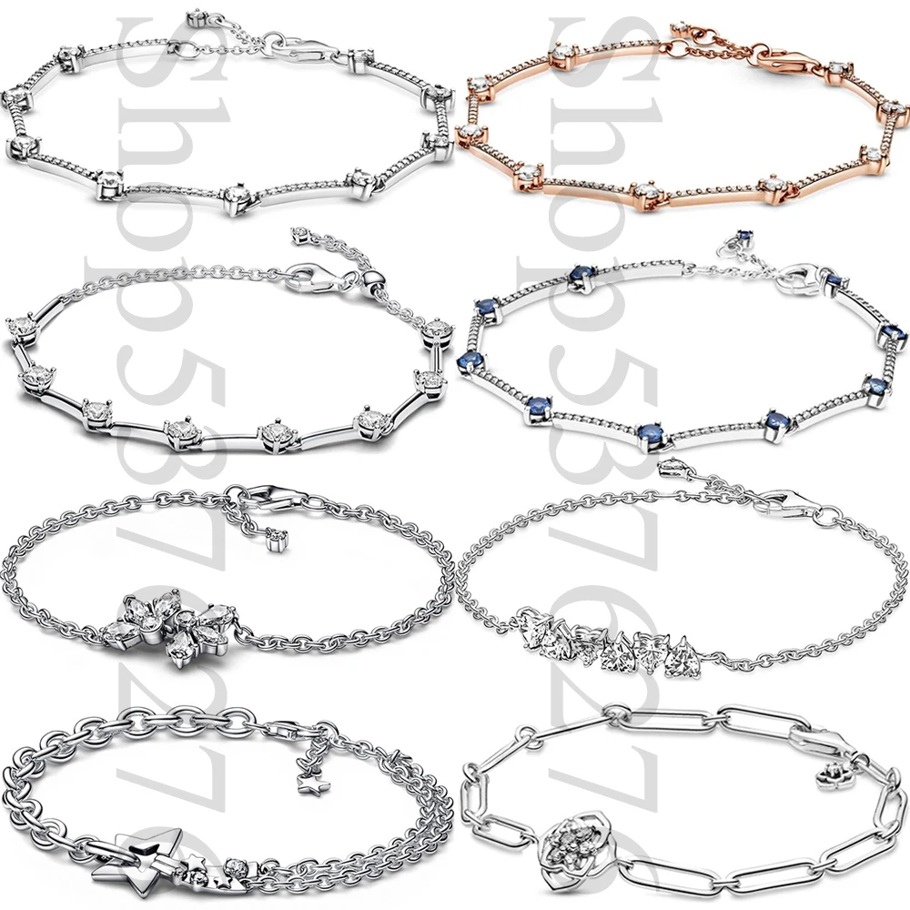 925 Sterling Silver Sparkling Pavé Shooting Star Endless Heart Fashion Bars Chain Bracelet Fit Women Bead Charm Gift DIY Jewelry
925 Sterling Silver Sparkling Pavé Shooting Star Endless Heart Fashion Bars Chain Bracelet Fit Women Bead Charm Gift DIY Jewelry