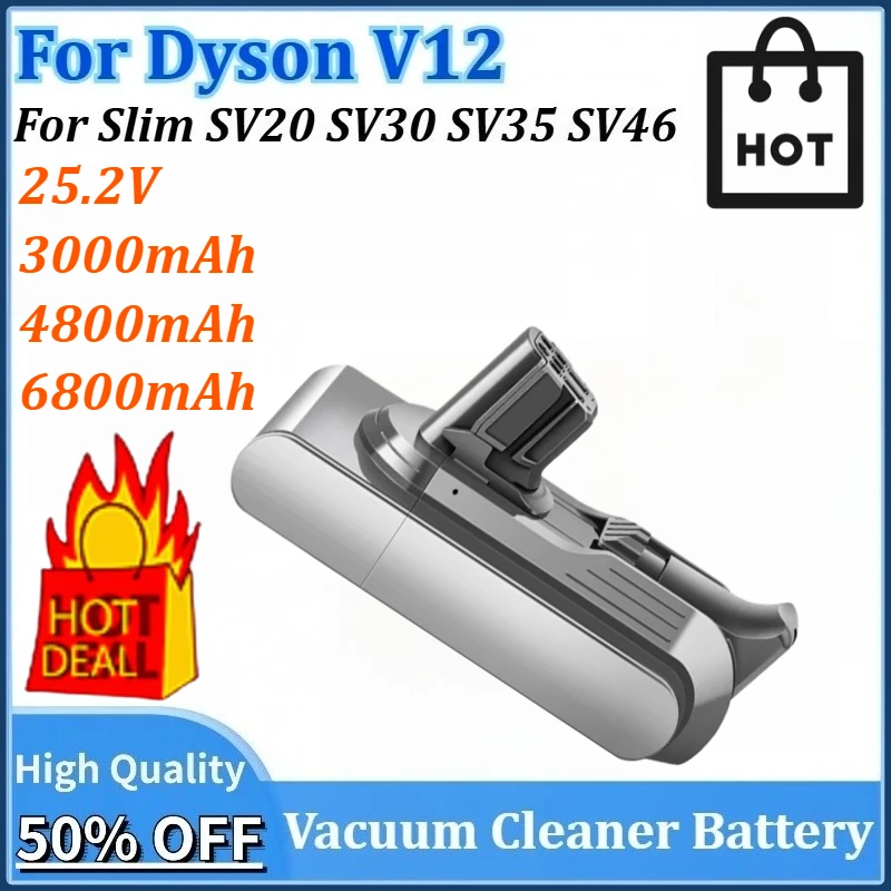 25.2V 3000/4800/6800mAh Newly upgraded Replacement Handheld Vacuum Cleaner Battery for Dyson V12 Series SV46 SV20 SV30 SV35
25.2V 3000/4800/6800mAh Newly upgraded Replacement Handheld Vacuum Cleaner Battery for Dyson V12 Series SV46 SV20 SV30 SV35