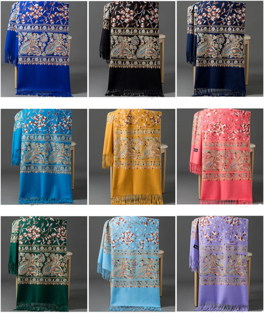 2023 New Pashmina Cashmere Blend Mujer Bufanda Scarf Warm Echarpes Embroider Flower Poncho Cape Thick Warm Poncho Kerchief
2023 New Pashmina Cashmere Blend Mujer Bufanda Scarf Warm Echarpes Embroider Flower Poncho Cape Thick Warm Poncho Kerchief