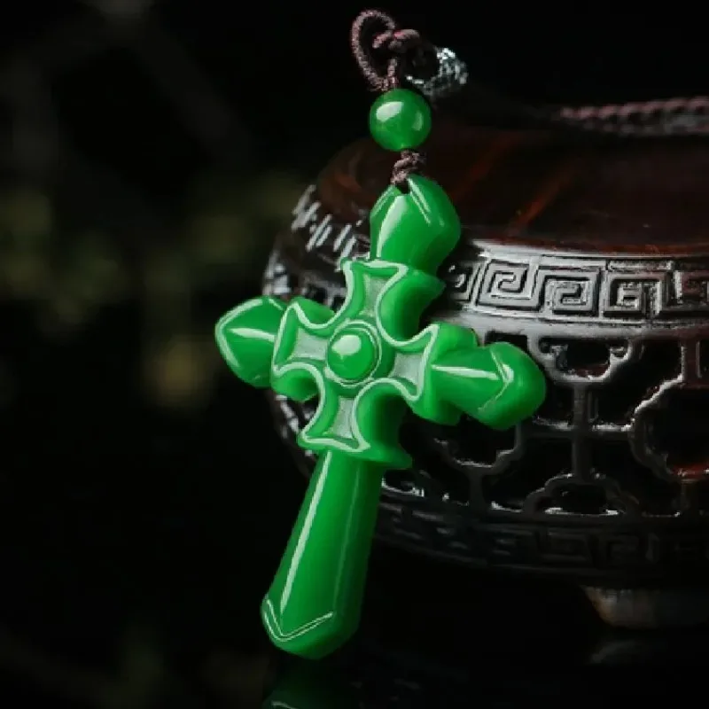 Chinese Natural Green Jade Jesus Cross Pendant Necklace Hand-carved Charm Jadeite Jewelry Fashion Luck Amulet Gifts Men Women
Chinese Natural Green Jade Jesus Cross Pendant Necklace Hand-carved Charm Jadeite Jewelry Fashion Luck Amulet Gifts Men Women