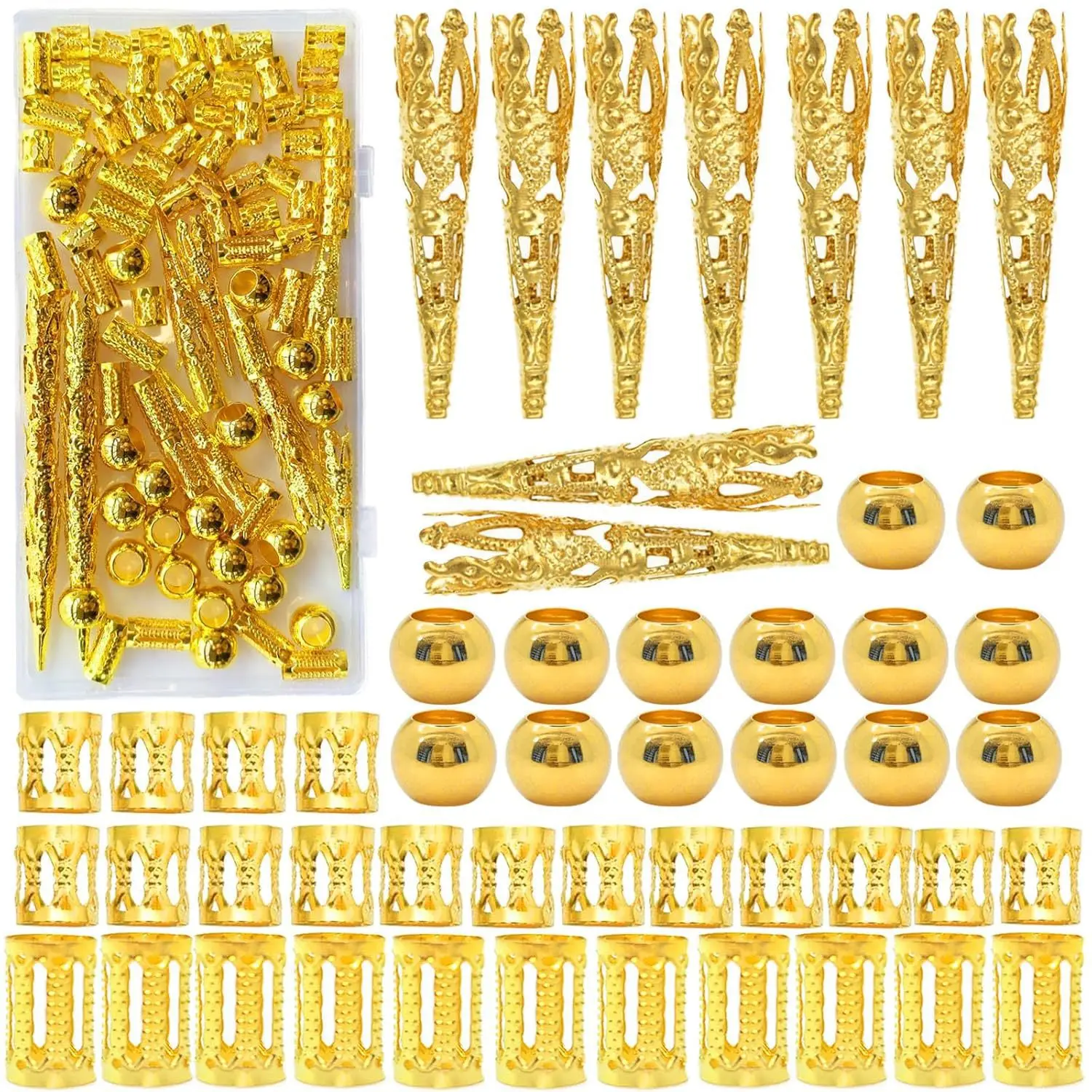 Adjustable Alloy Dreadlock Braid Set Gold Beads Hair Extension Rings for Large Braids Accessory 100pcs
Adjustable Alloy Dreadlock Braid Set Gold Beads Hair Extension Rings for Large Braids Accessory 100pcs