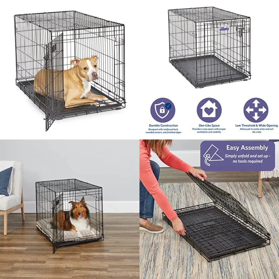 36-Inch iCrate for Medium-Large Breeds, 41-70 lbs, Single Door Folding Dog Crate with Divider Panel, Leak-Proof Tray and Secure
36-Inch iCrate for Medium-Large Breeds, 41-70 lbs, Single Door Folding Dog Crate with Divider Panel, Leak-Proof Tray and Secure