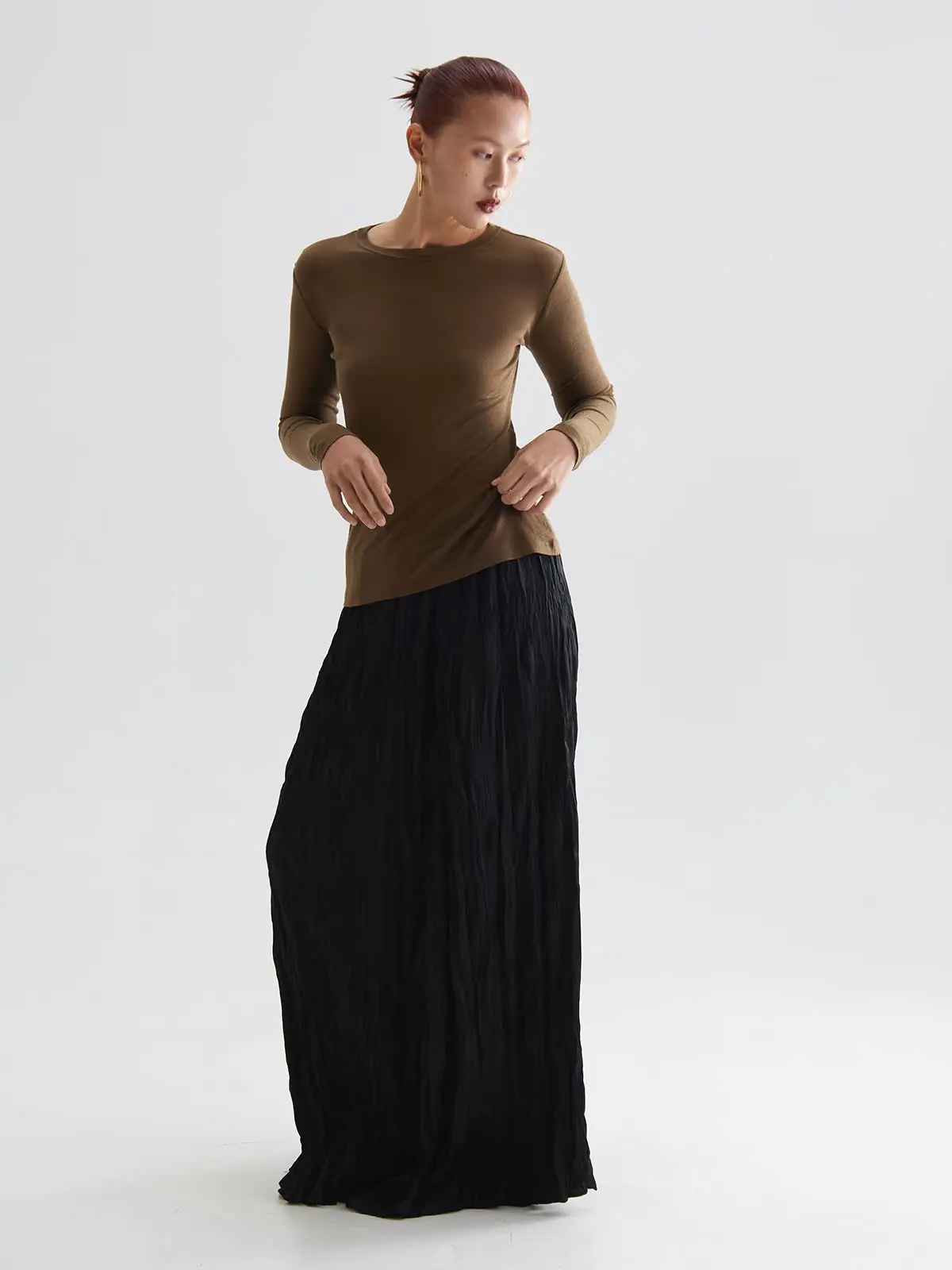 Tore Early Autumn Late Wind Bla Elastic Waist Midi Skirt Women's Pleated Slimming A-Line Skirt Casual Polyester Fiber
Tore Early Autumn Late Wind Bla Elastic Waist Midi Skirt Women's Pleated Slimming A-Line Skirt Casual Polyester Fiber