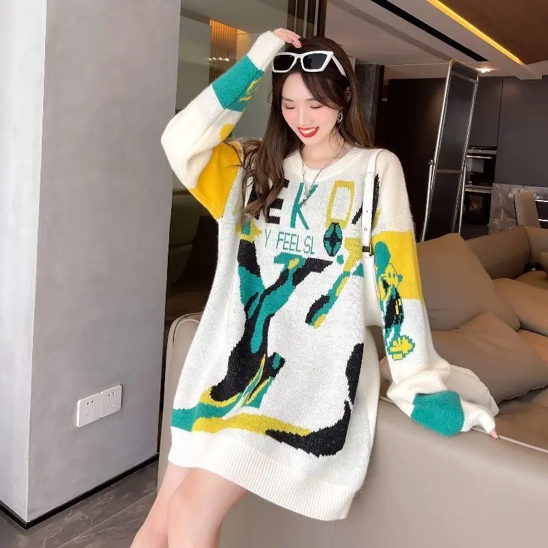 Contrast Color Knitted Sweater Women 2024 Autumn Winter New Mid-Length Loose Lazy Style Versatile Long-Sleeved Pullover Top
Contrast Color Knitted Sweater Women 2024 Autumn Winter New Mid-Length Loose Lazy Style Versatile Long-Sleeved Pullover Top