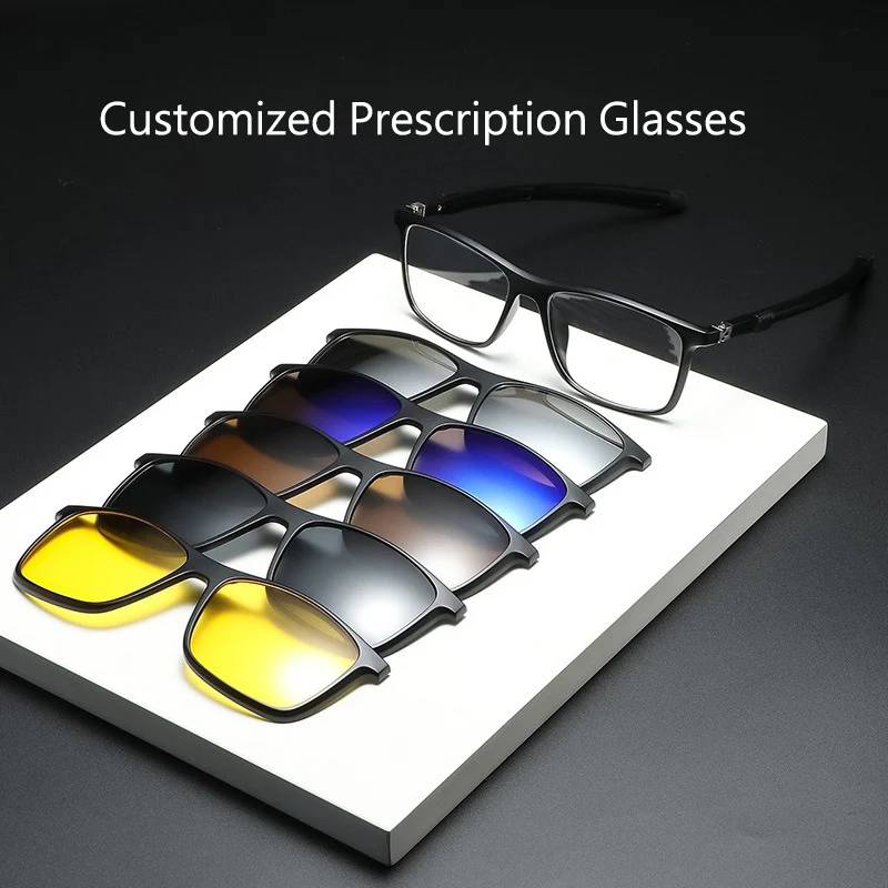 6 In 1 Customize Prescription Glasses Men Women Anti-Blue Light Myopia Hyperopia With 5 PCS Clip On Polarized Sunglasses 2509
6 In 1 Customize Prescription Glasses Men Women Anti-Blue Light Myopia Hyperopia With 5 PCS Clip On Polarized Sunglasses 2509
