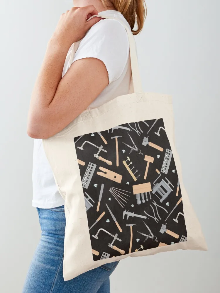 Metalsmith's tools pattern jewelry making jeweler gift tool addiction black motive Tote Bag Women's handbag
Metalsmith's tools pattern jewelry making jeweler gift tool addiction black motive Tote Bag Women's handbag