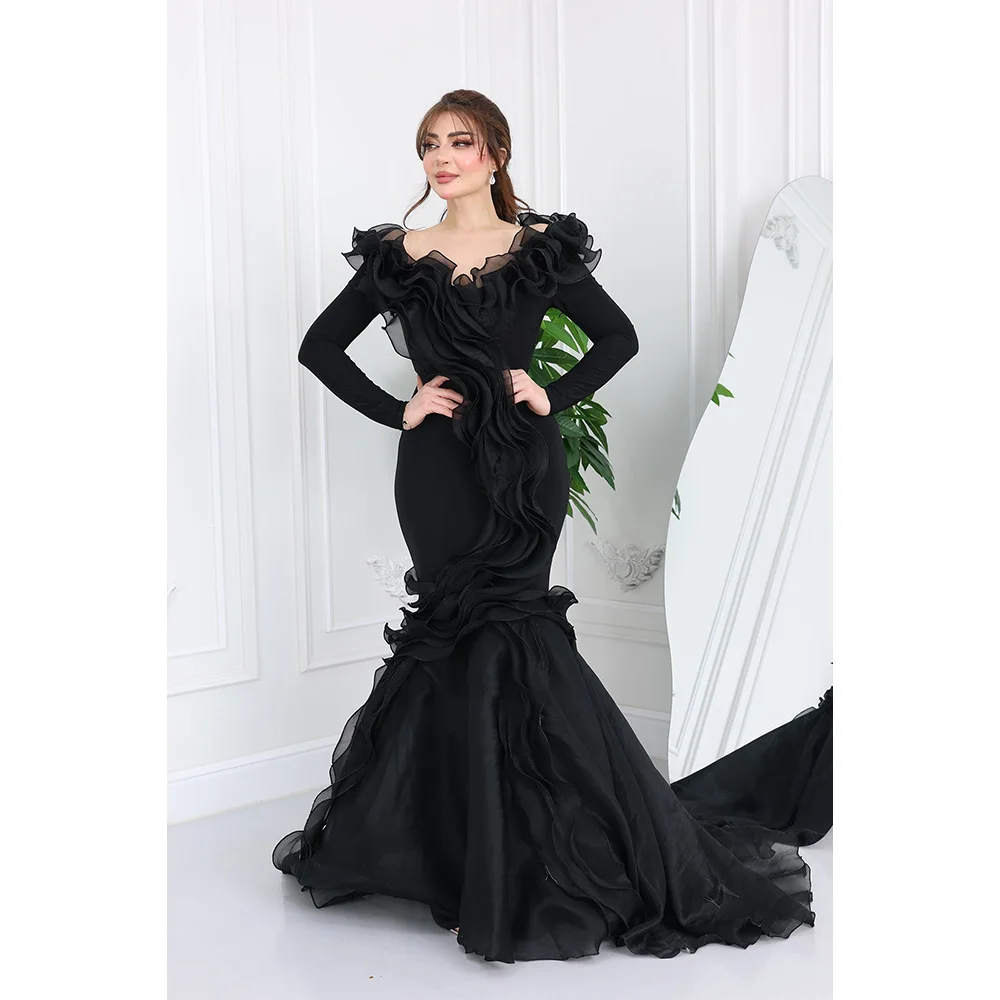 Saudi Arabia Evening Dresses Mermaid Long Prom Dresses V-Neck Long Sleeves Zipper Back Sweep Train Custom Made
Saudi Arabia Evening Dresses Mermaid Long Prom Dresses V-Neck Long Sleeves Zipper Back Sweep Train Custom Made