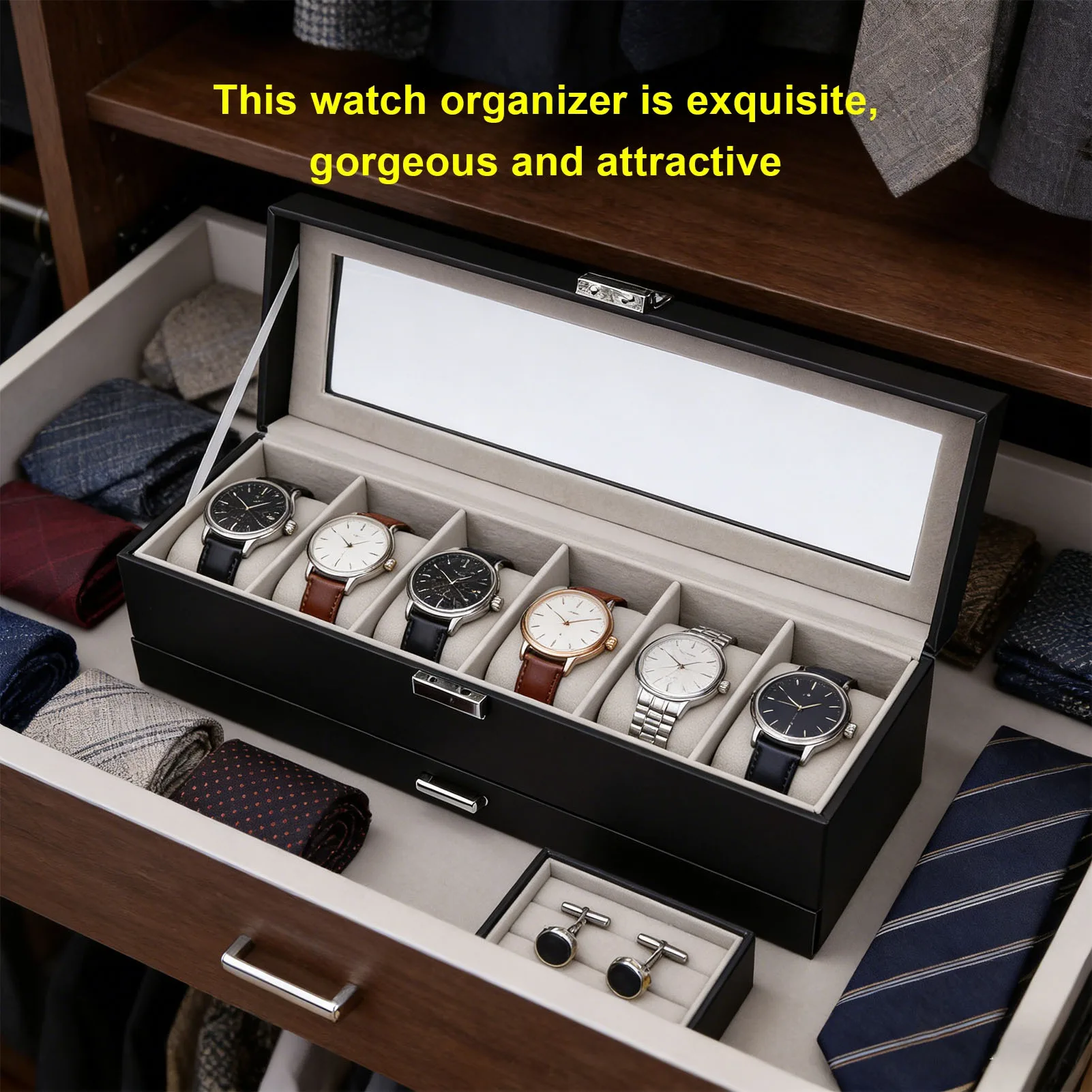 Jewelry Organizer Storage Holder Watch Box 6 Slot Watches Display Case 2 Layer Jewelry Organizer Storage Holder Organizer Black
Jewelry Organizer Storage Holder Watch Box 6 Slot Watches Display Case 2 Layer Jewelry Organizer Storage Holder Organizer Black