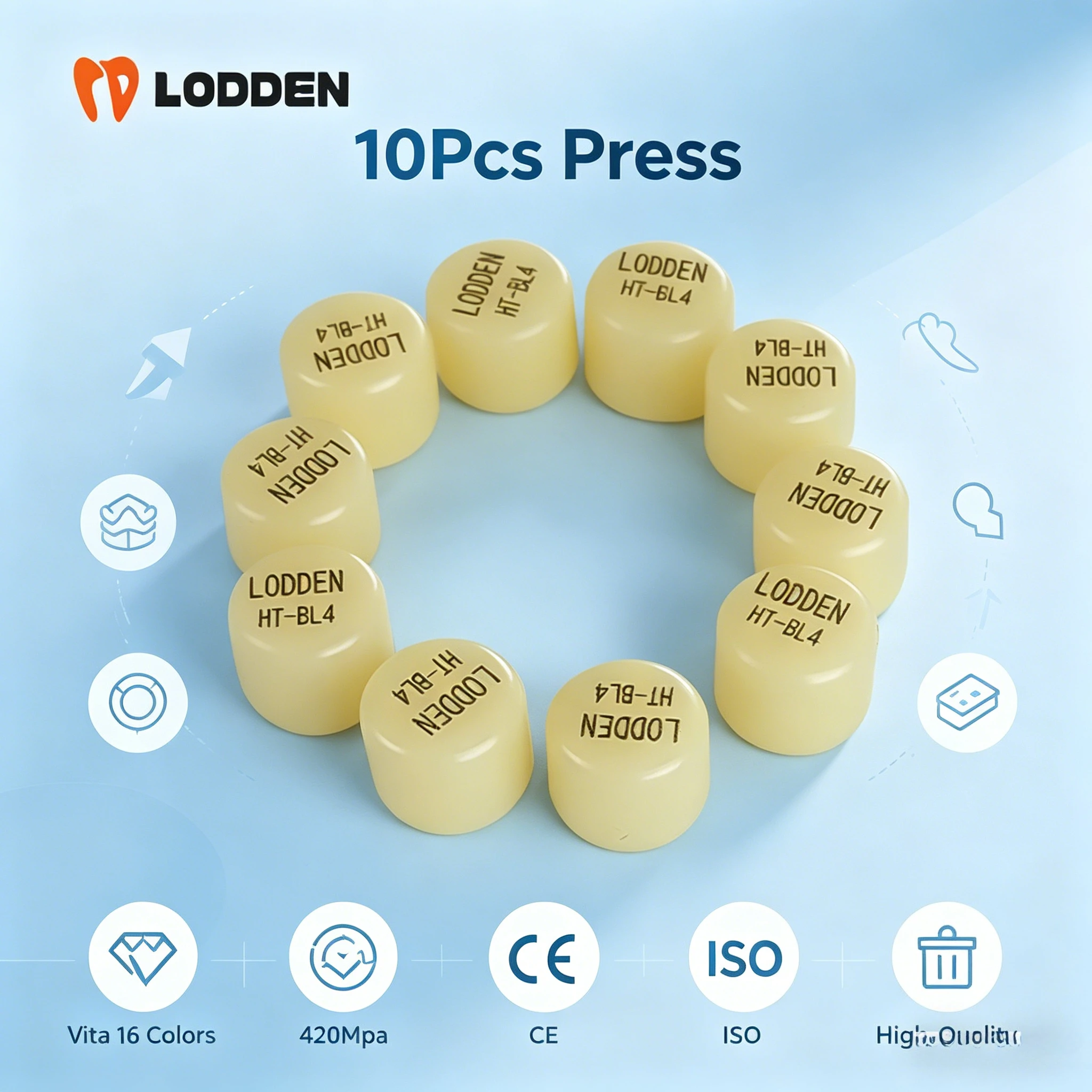 10Pcs Dental Press Lithium Disilicate Glass Ceramic Block Ingots HT LT For Ultra-Thin Veneer Dental Lab Restorative Materials
10Pcs Dental Press Lithium Disilicate Glass Ceramic Block Ingots HT LT For Ultra-Thin Veneer Dental Lab Restorative Materials