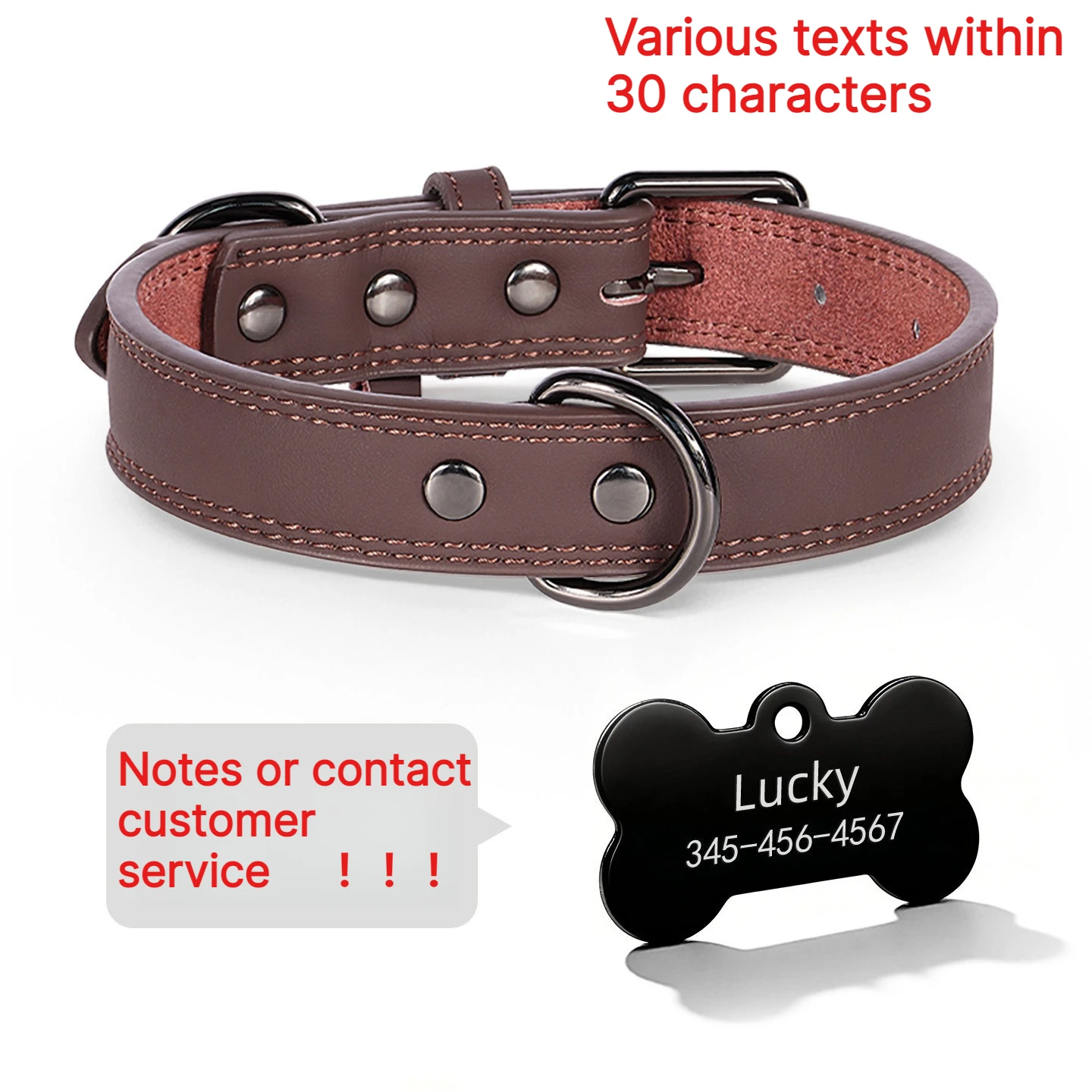 Premium Custom Personalized Engraved Genuine Leather Dog Collar Custom ID Nameplate Anti-lost For Small Medium Large Dogs
Premium Custom Personalized Engraved Genuine Leather Dog Collar Custom ID Nameplate Anti-lost For Small Medium Large Dogs