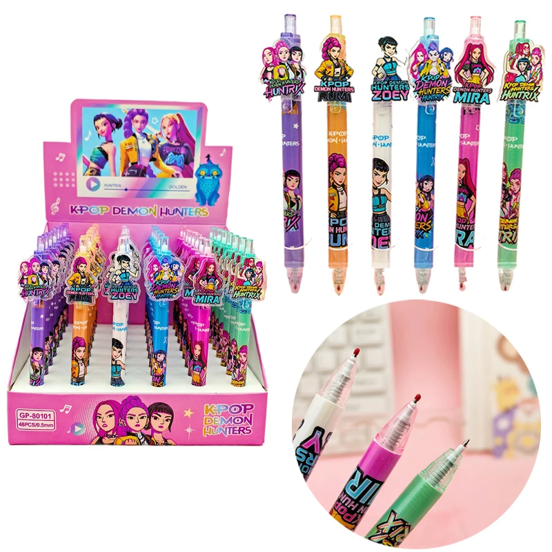 KPop Demon Hunters Gel Pens 0.5mm Black Ink Anime Ballpoint Pen for Boy Girl School Stationery Office Signature Pens Supplies
KPop Demon Hunters Gel Pens 0.5mm Black Ink Anime Ballpoint Pen for Boy Girl School Stationery Office Signature Pens Supplies