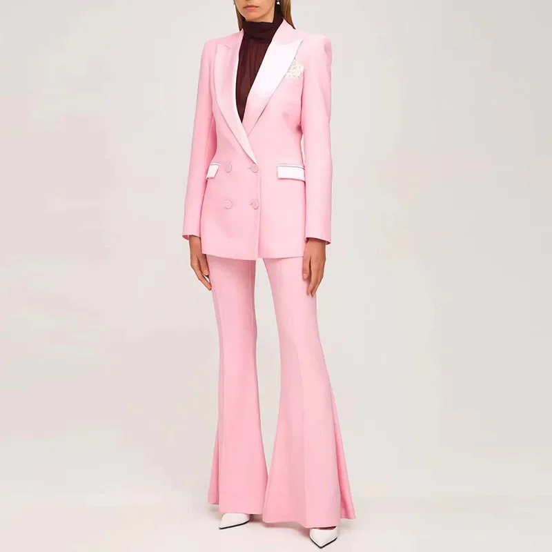 Blazer Pantsuits Sets Orange Lake Blue Office Trousers Suit Double Breasted Button Flared Pants Blazer Pants Formal Suit
Blazer Pantsuits Sets Orange Lake Blue Office Trousers Suit Double Breasted Button Flared Pants Blazer Pants Formal Suit