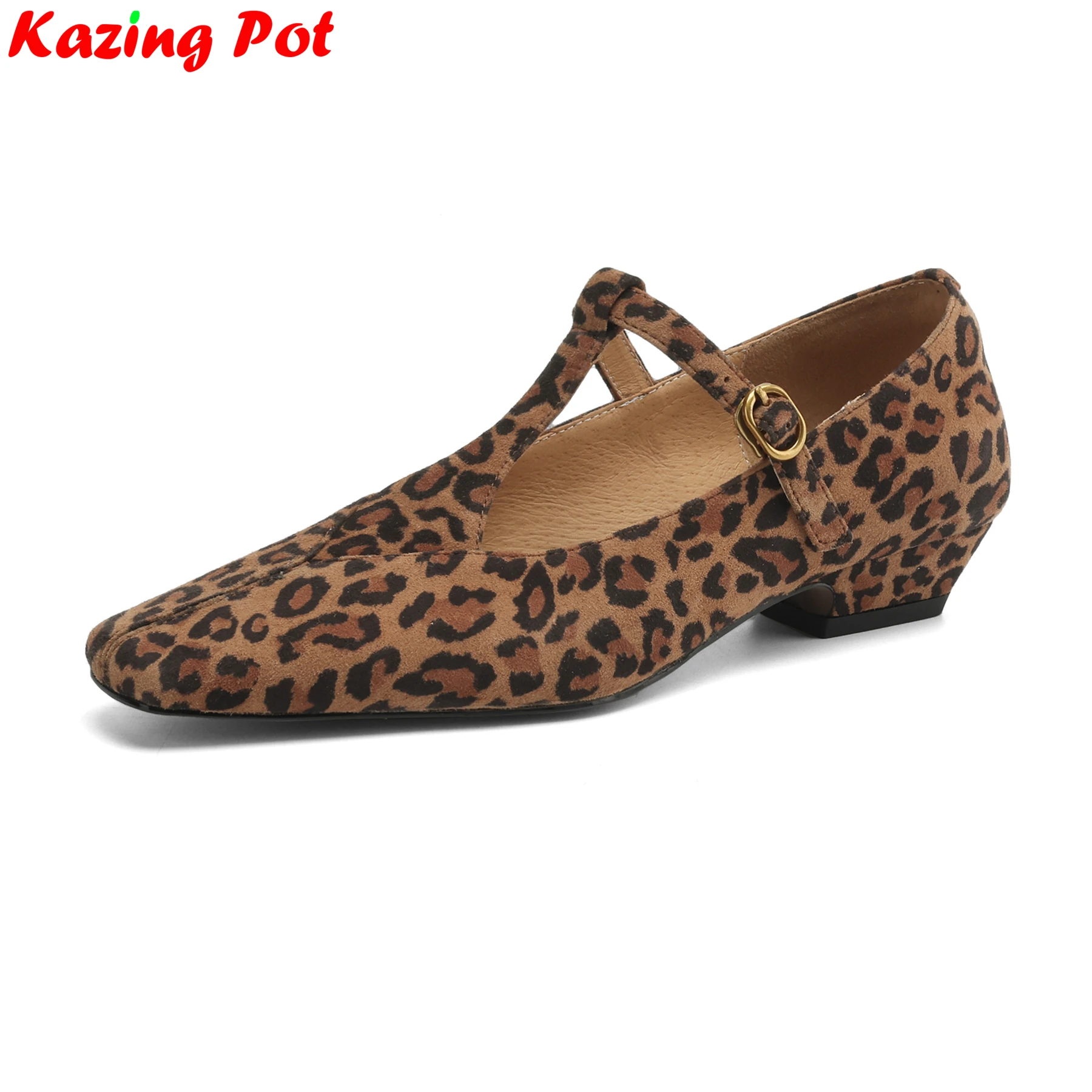 Krazing Pot Genuine Leather Leopard Square Toe Med Heels Spring Summer Shoes Concise T-strap Brand Elegant Concise Women Pumps
Krazing Pot Genuine Leather Leopard Square Toe Med Heels Spring Summer Shoes Concise T-strap Brand Elegant Concise Women Pumps