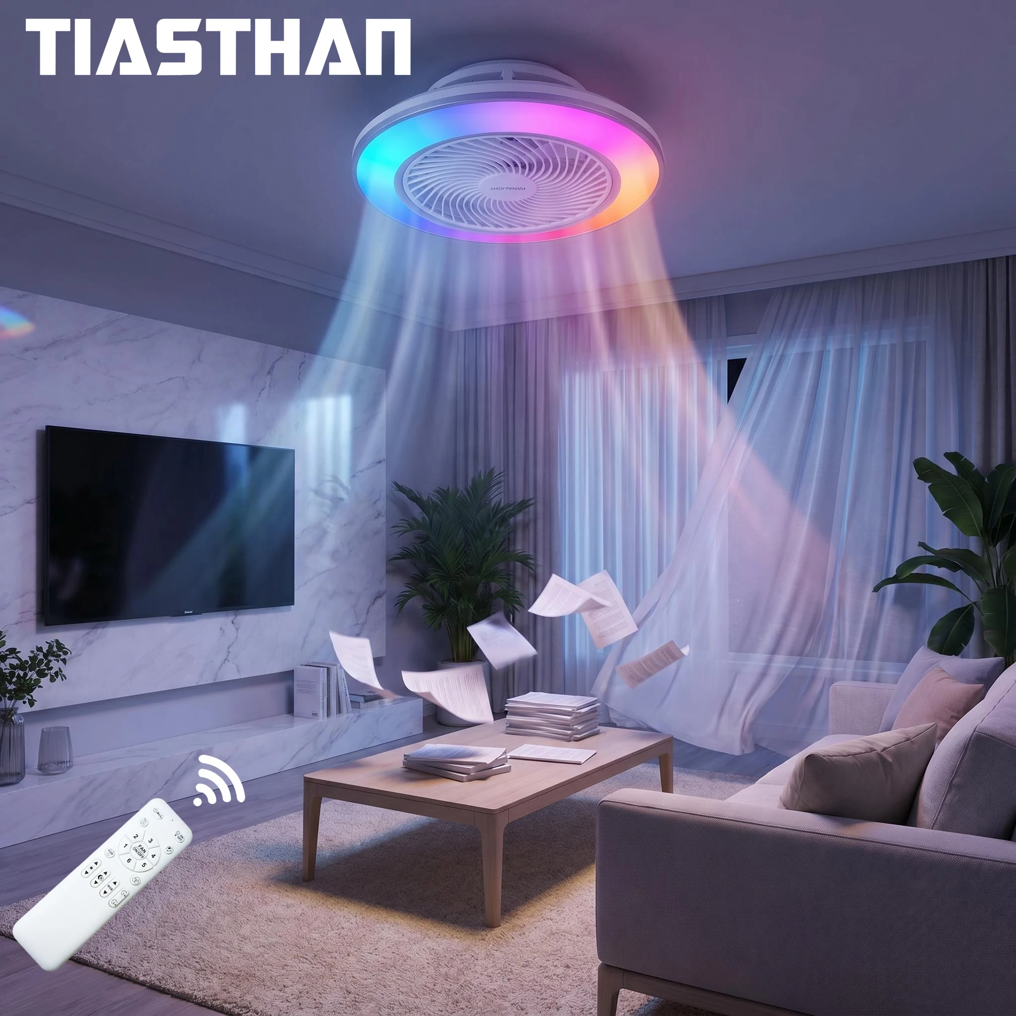 AC220V Smart RGB Remote Control Ceiling Fan Light with Stepless Brightness Full-Spectrum LED Silent 6-Speed Motor Electric Fan
AC220V Smart RGB Remote Control Ceiling Fan Light with Stepless Brightness Full-Spectrum LED Silent 6-Speed Motor Electric Fan