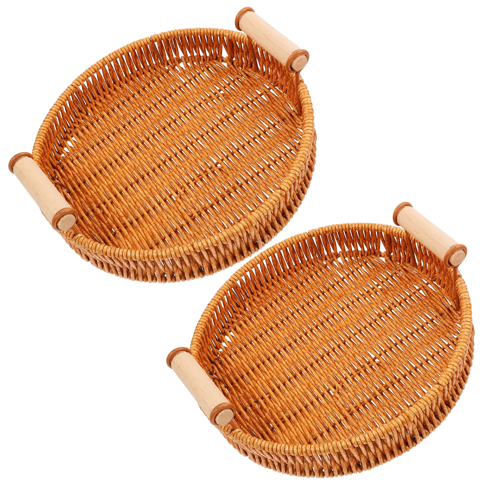 2Pcs Rattan Storage Baskets Handwoven Round Tray Kitchen Living Room Fruit Bread Snack Wicker Vegetable Serving
2Pcs Rattan Storage Baskets Handwoven Round Tray Kitchen Living Room Fruit Bread Snack Wicker Vegetable Serving