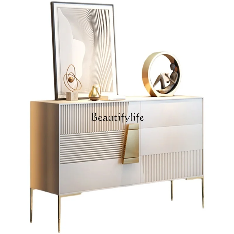 Italian minimalist entrance cabinet storage light luxury master bedroom rock slab chest
Italian minimalist entrance cabinet storage light luxury master bedroom rock slab chest