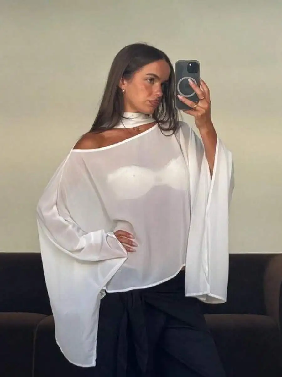 Relaxed Asymmetric Sheer Blouse Flowy Loose Fit Irregular Hem Top
Relaxed Asymmetric Sheer Blouse Flowy Loose Fit Irregular Hem Top