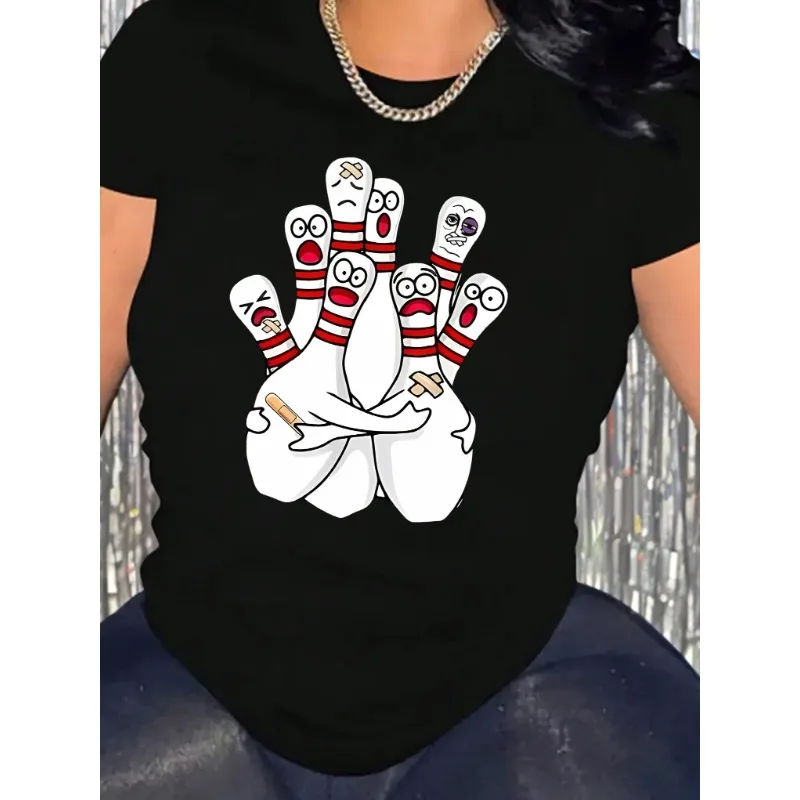 Забавная футболка с принтом в виде боулинга, повседневная хлопковая футболка с короткими рукавами и круглым вырезом, большие размеры, модный свободный женский модный топ с круглым вырезом
Забавная футболка с принтом в виде боулинга, повседневная хлопковая футболка с короткими рукавами и круглым вырезом, большие размеры, модный свободный женский модный топ с круглым вырезом