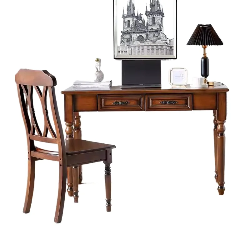 L American rural all-solid wood desk desktop computer desk household antique walnut writing desk
L American rural all-solid wood desk desktop computer desk household antique walnut writing desk