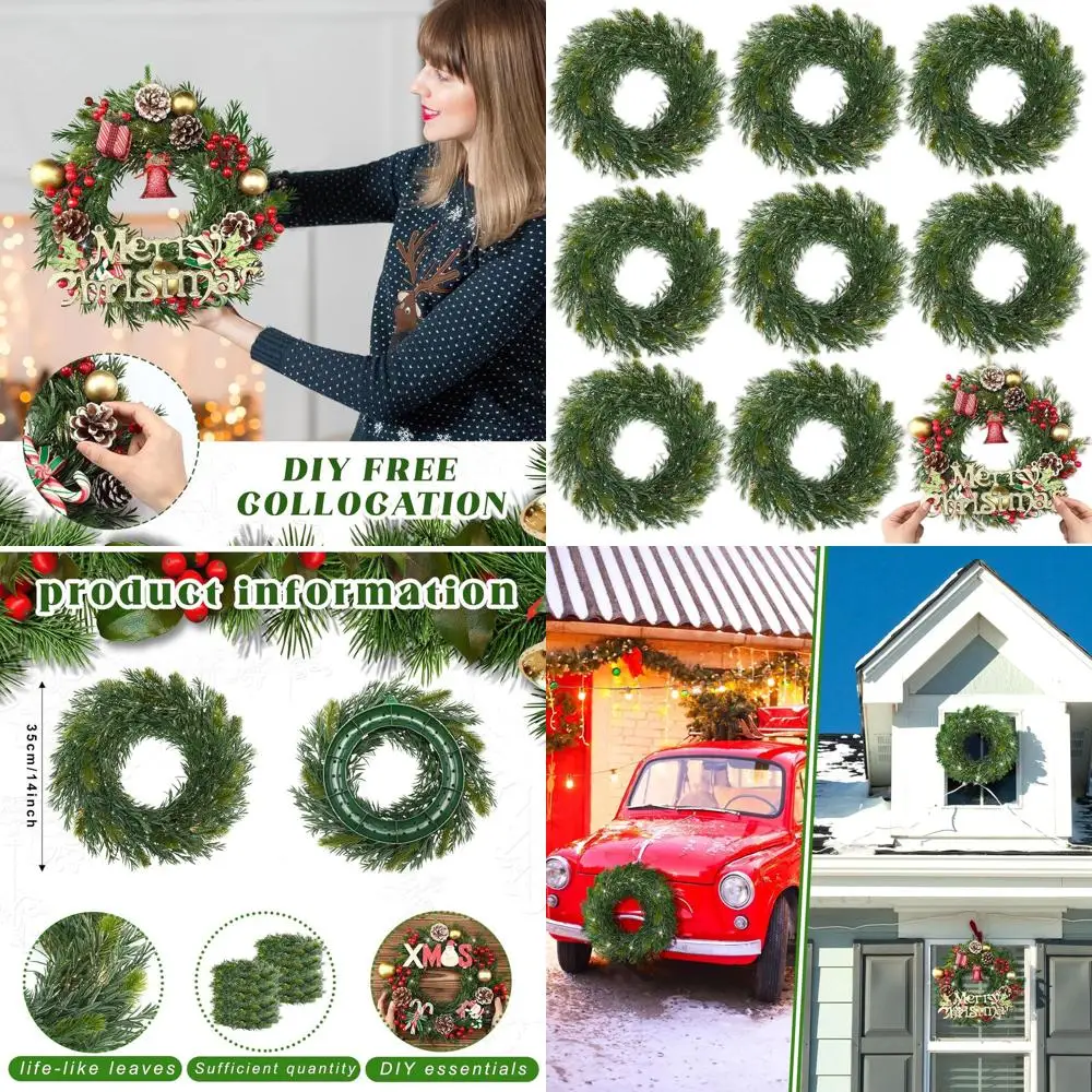 14 Willow Pine Artificial Christmas Wreaths, Set of 8, for Door, Window, and Room Decorations - Perfect for Farmhouse Xmas Style
14 Willow Pine Artificial Christmas Wreaths, Set of 8, for Door, Window, and Room Decorations - Perfect for Farmhouse Xmas Style