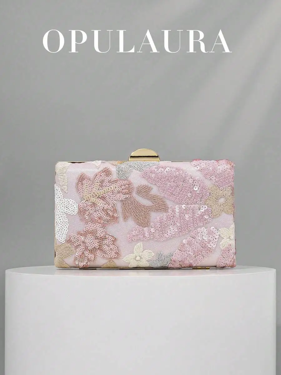 Sequin Embroidered Floral Box Clutch For Women Evening Party Bag
Sequin Embroidered Floral Box Clutch For Women Evening Party Bag