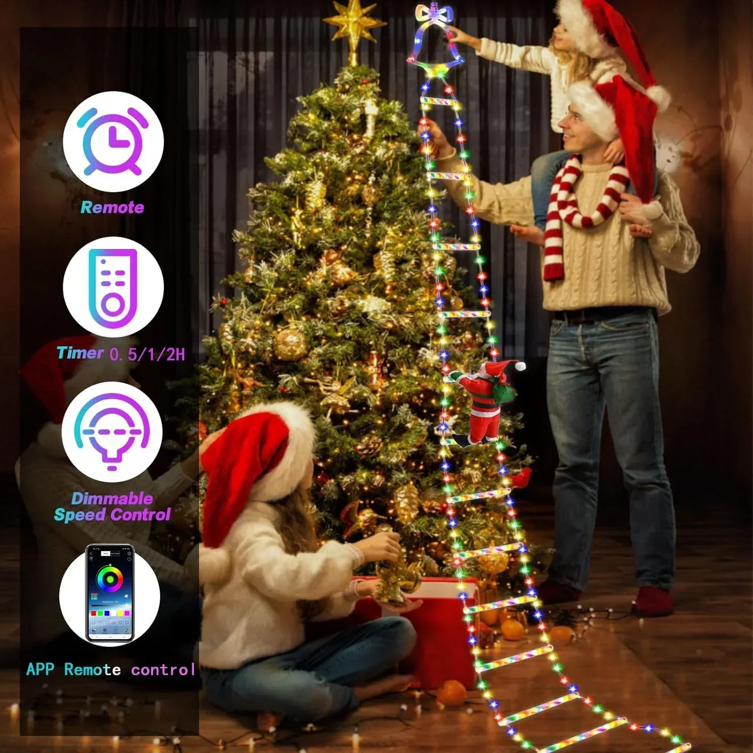 Christmas Tree LED Ladder Lights Garland On The Window USB LED Fairy Light Waterproof For Outdoor New year's Garland Decoration
Christmas Tree LED Ladder Lights Garland On The Window USB LED Fairy Light Waterproof For Outdoor New year's Garland Decoration