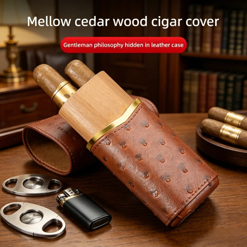Leather Cigar Case for 2/3/4 Cigars - Outdoor Portable Bug-Proof Protection Grain Design Premium Gift for Men
Leather Cigar Case for 2/3/4 Cigars - Outdoor Portable Bug-Proof Protection Grain Design Premium Gift for Men