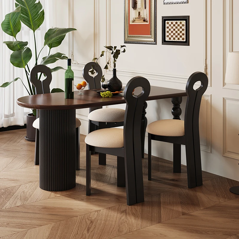 French retro all-solid wood dining table household small apartment semi-circular against the wall dining table log light luxury
French retro all-solid wood dining table household small apartment semi-circular against the wall dining table log light luxury