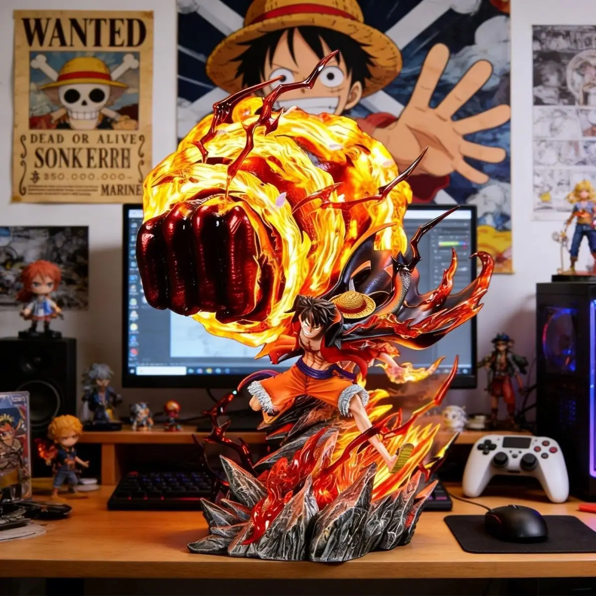 LZ Karmic Fire Luffy 35CM Light Up Figure GK Collectible Statue Large Model For Desk Home Display Decor Gift Collectio
LZ Karmic Fire Luffy 35CM Light Up Figure GK Collectible Statue Large Model For Desk Home Display Decor Gift Collectio