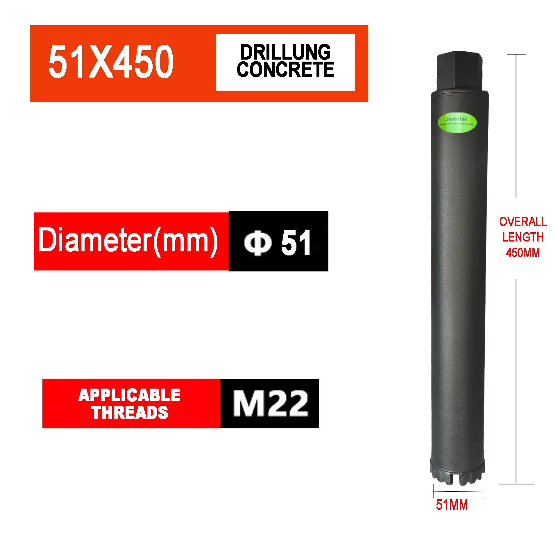 Диапазон диаметра Janelai, длина 51x450 мм, алмазная кольцевая пила, сверло для глубоких отверстий для сверления отверстий в бетоне/кирпичной стене
Диапазон диаметра Janelai, длина 51x450 мм, алмазная кольцевая пила, сверло для глубоких отверстий для сверления отверстий в бетоне/кирпичной стене