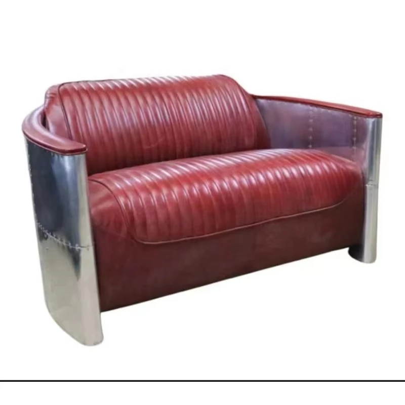 Aviation Furniture Leather Sofa 3 Seat Metal Aluminium Antique Distressed Genuine Leather Hotel Lobby Sofa Club Restaur
Aviation Furniture Leather Sofa 3 Seat Metal Aluminium Antique Distressed Genuine Leather Hotel Lobby Sofa Club Restaur