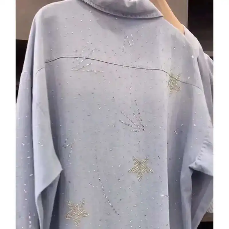 New In Autumn Spring Trend Sparkle Dias Shirts Blouses Women's Loose Casual Outwear Denim Jacket Top Woman Clothes
New In Autumn Spring Trend Sparkle Dias Shirts Blouses Women's Loose Casual Outwear Denim Jacket Top Woman Clothes