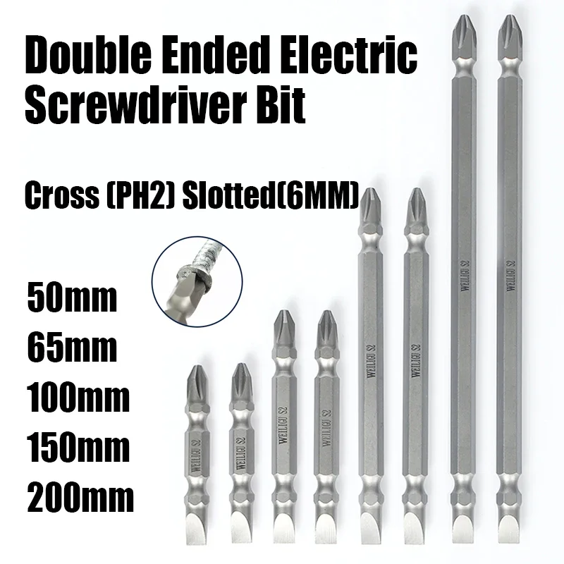 50mm-200mm Double Ended Electric Screwdriver Bit Magnetic Slotted 6mm Cross PH2 Double Head Batch Head Impact Electric Driver
50mm-200mm Double Ended Electric Screwdriver Bit Magnetic Slotted 6mm Cross PH2 Double Head Batch Head Impact Electric Driver