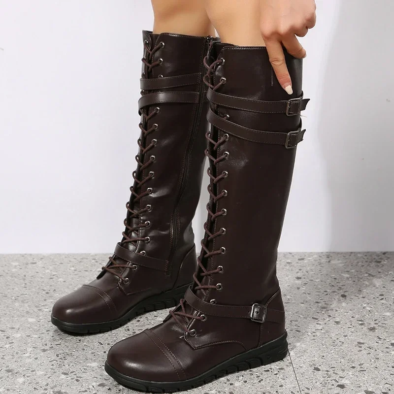 Women's Boots Fad Designer Belt Buckle Casual Boots for Women Gothic Rock Punk Knight Boots Leather Motorcycle Boot Botas Mujer
Women's Boots Fad Designer Belt Buckle Casual Boots for Women Gothic Rock Punk Knight Boots Leather Motorcycle Boot Botas Mujer