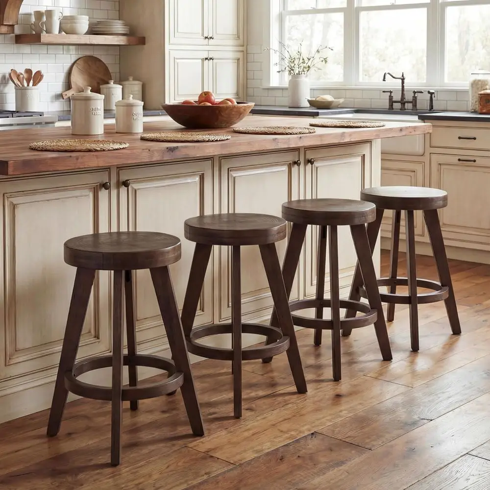 Backless Bar Stools Set of 4 Farmhouse Counter Height Barstools with Footrest Round Seat Vintage Wooden Bar Chairs for Kitchen
Backless Bar Stools Set of 4 Farmhouse Counter Height Barstools with Footrest Round Seat Vintage Wooden Bar Chairs for Kitchen