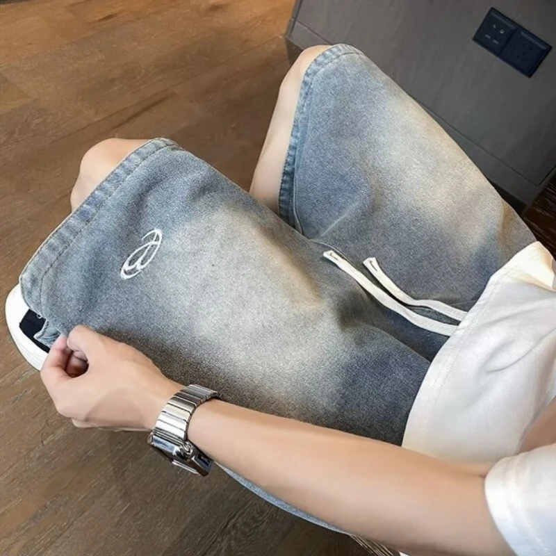 Summer Men's Vintage Wash Denim Shorts 2026 Loose Straight Cut Casual Thin Mid Calf Blue
Summer Men's Vintage Wash Denim Shorts 2026 Loose Straight Cut Casual Thin Mid Calf Blue
