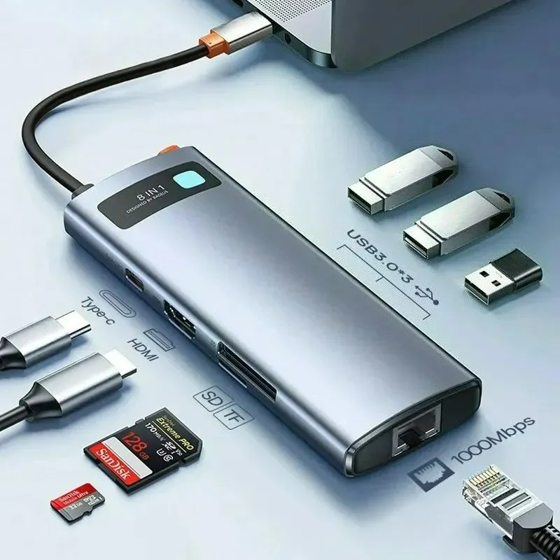 Customizable 4K 60Hz USB C Hub Type C to Ethernet Port PD 100W Adapter for Macbook Pro USB 3.0 Hub Laptop Tablet Accessories
Customizable 4K 60Hz USB C Hub Type C to Ethernet Port PD 100W Adapter for Macbook Pro USB 3.0 Hub Laptop Tablet Accessories