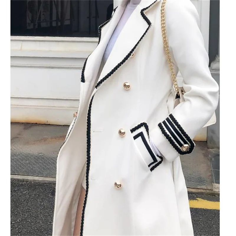 Black White double-breasted woolen coat women's autumn and winter thickening British style long coat
Black White double-breasted woolen coat women's autumn and winter thickening British style long coat